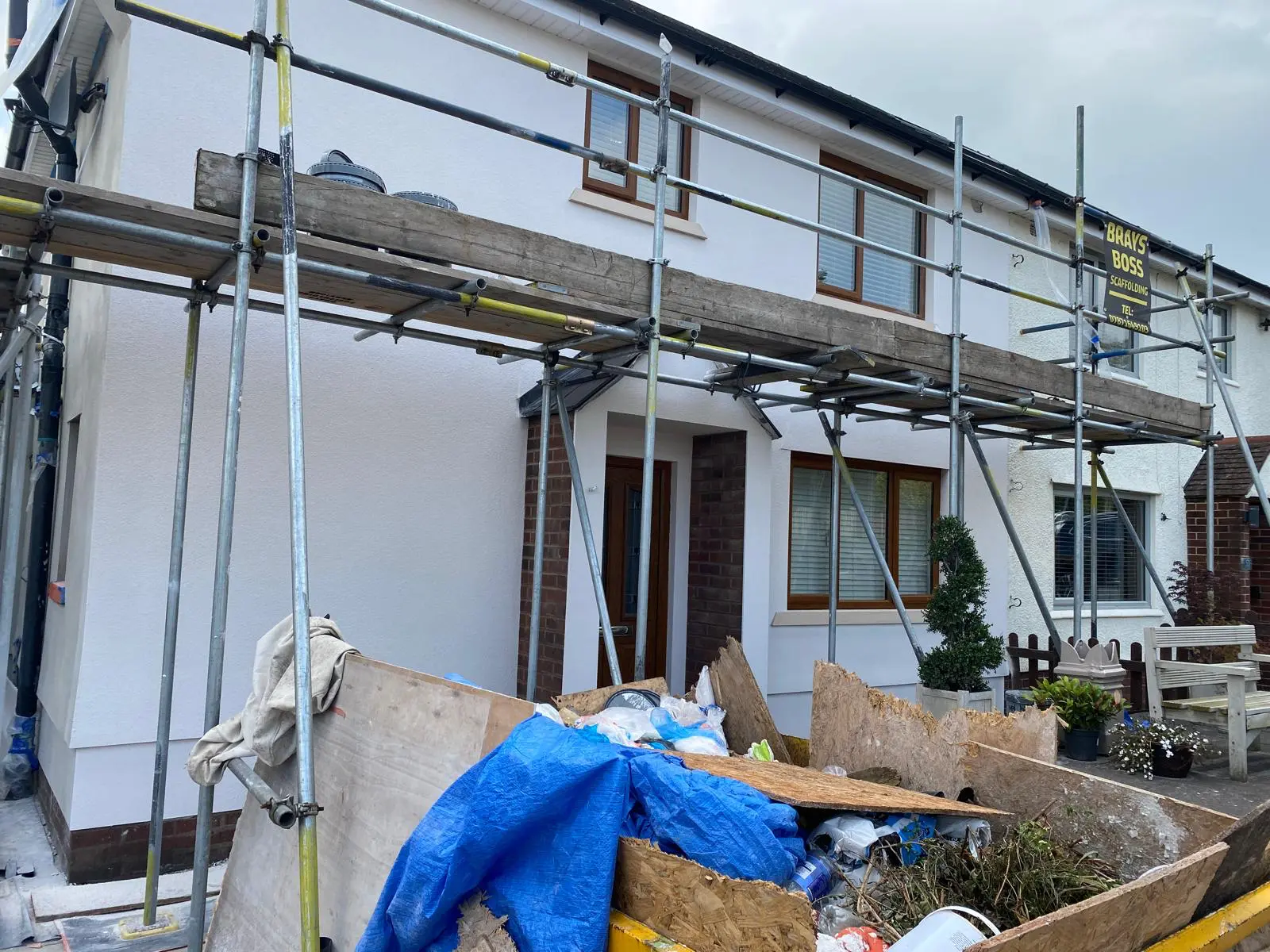 External rendering on terraced house, Lancashire